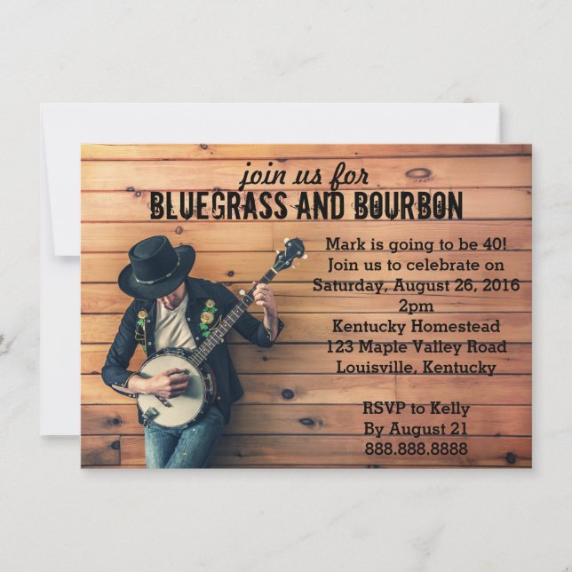 Invitation à la fête d'anniversaire de Bluegrass (Devant)