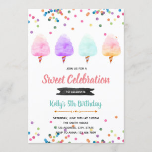Invitation à la fête d'anniversaire de bonbons en 