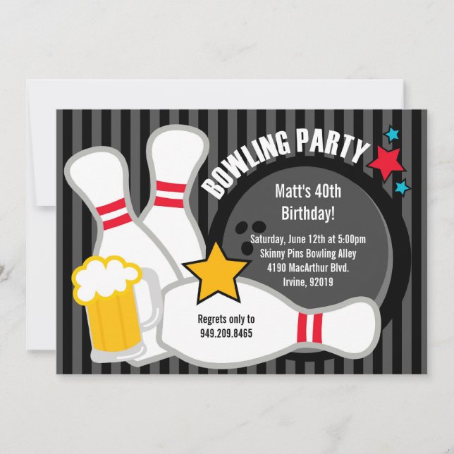 Invitation à la fête d'anniversaire de Bowling (Devant)