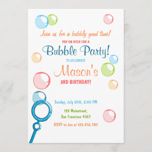 Invitation à la fête d'anniversaire de Bubble POP 