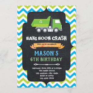 Invitation à la fête d'anniversaire de camion à or