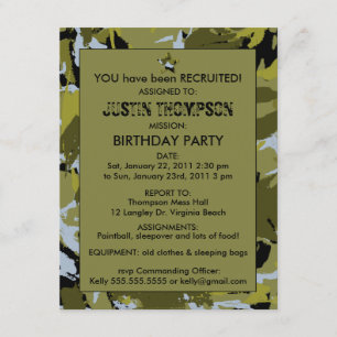 Invitation à la fête d'anniversaire de Camo