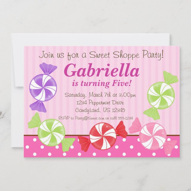 Invitation à la fête d'anniversaire de Candy (Devant)