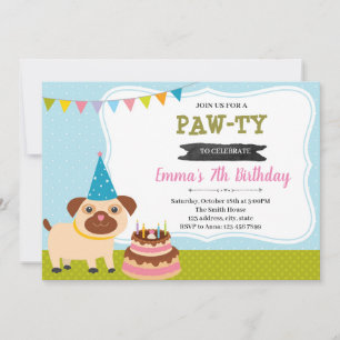Invitation à la fête d'anniversaire de chiot