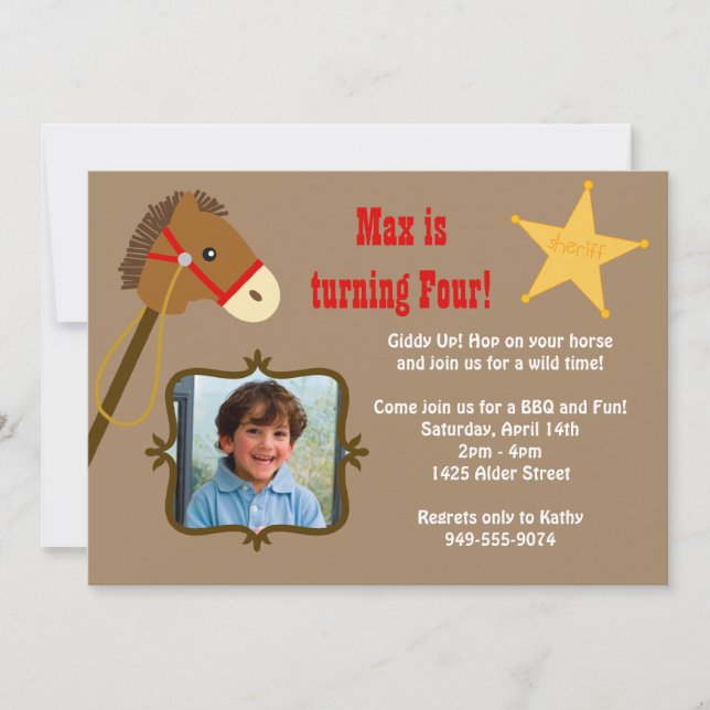 Invitation à la fête d'anniversaire de Cowboy (Devant)