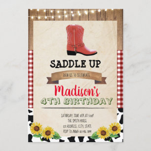 Invitation à la fête d'anniversaire de Cowgirl