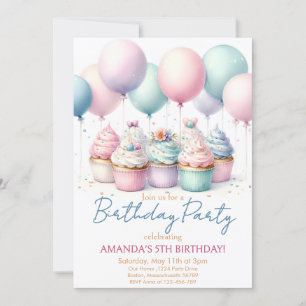 Invitation à la fête d'anniversaire de Cupcake