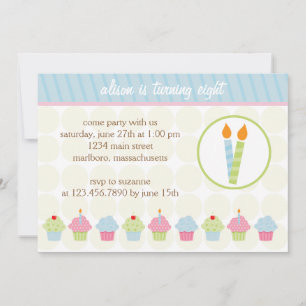 Invitation à la fête d'anniversaire de Cupcake