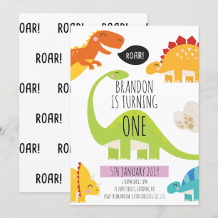 Invitation à la fête d'anniversaire de Cute Dinosa