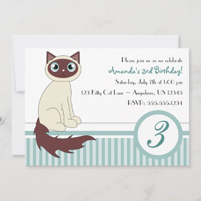 Invitation à la fête d'anniversaire de Cute Kitty  (Devant)