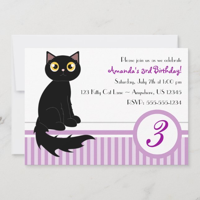 Invitation à la fête d'anniversaire de Cute Kitty  (Devant)