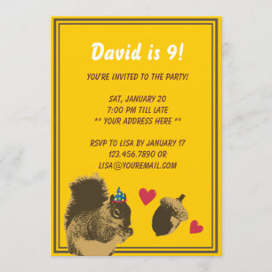 Invitation à la fête d'anniversaire de Cute Squirr