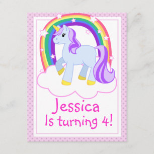 Invitation à la fête d'anniversaire de Cute Unicor
