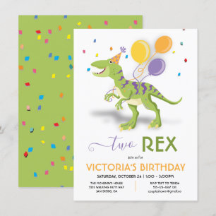 Invitation à la fête d'anniversaire de deux dinosa