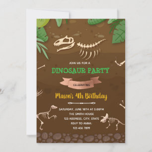 Invitation à la fête d'anniversaire de dinosaure F