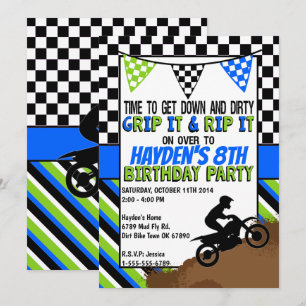 Invitation à la fête d'anniversaire de Dirt Bike