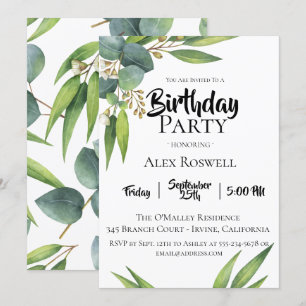 Invitation à la fête d'anniversaire de Eucalyptus 