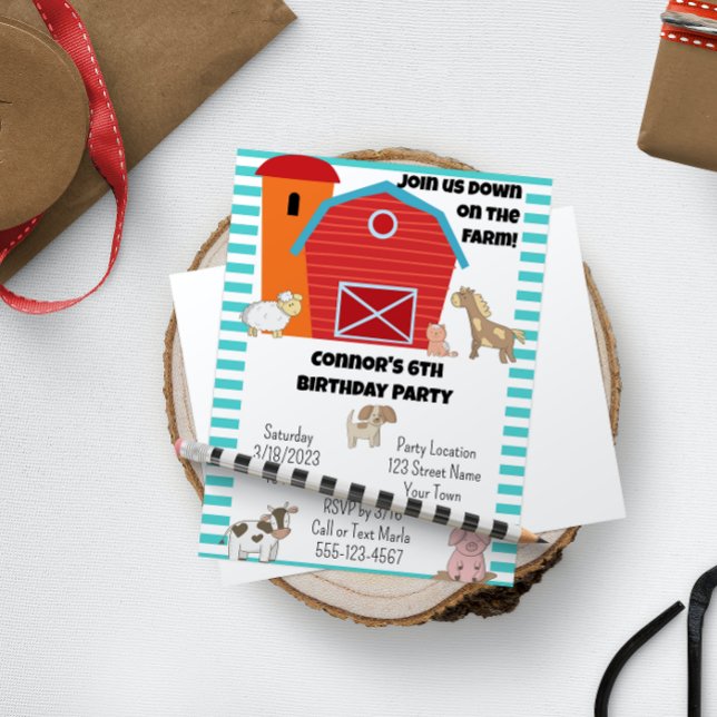 Invitation à la fête d'anniversaire de ferme (Créateur téléchargé)