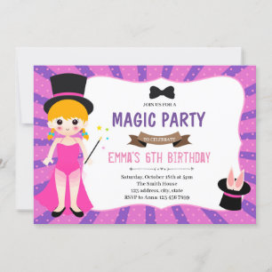 Invitation à la fête d'anniversaire de fille magiq