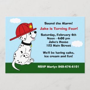 Invitation à la fête d'anniversaire de Fire Dog