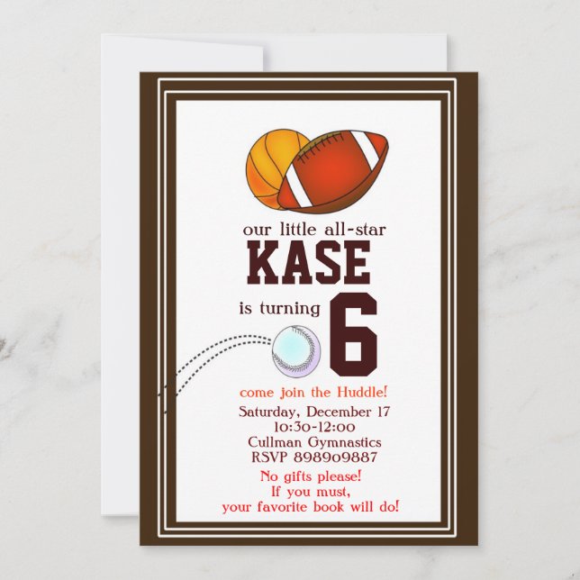 Invitation à la fête d'anniversaire de football (Devant)