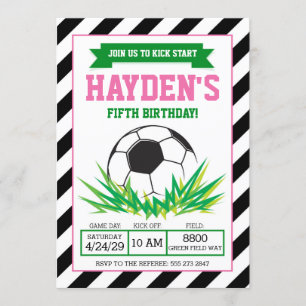 Invitation à la fête d'anniversaire de football fé