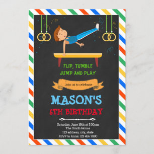 Invitation à la fête d'anniversaire de garçon gymn