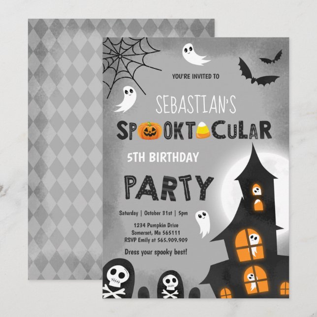 Invitation à la fête d'anniversaire de Halloween (Devant / Derrière)