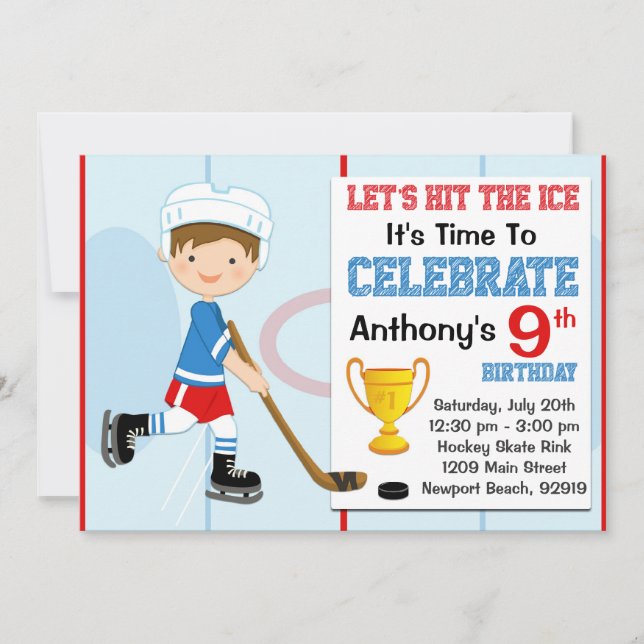 Invitation à la fête d'anniversaire de hockey (Devant)