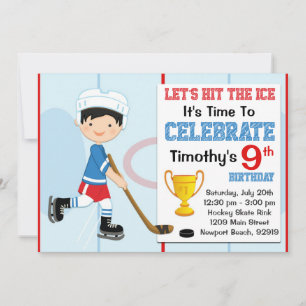 Invitation à la fête d'anniversaire de hockey Coif