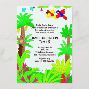 Invitation à la fête d'anniversaire de Jungle Safa