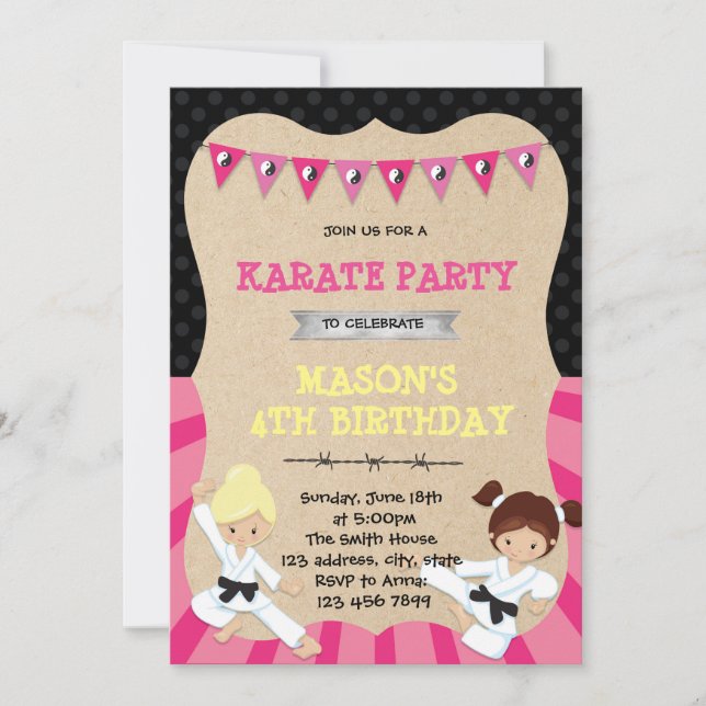Invitation à la fête d'anniversaire de karaté (Devant)