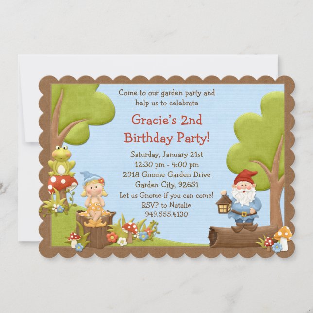 Invitation à la fête d'anniversaire de Kids Gnome (Devant)