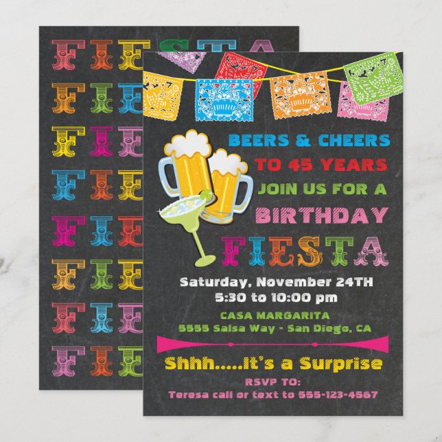 Invitation à la fête d'anniversaire de la Bières f (Devant / Derrière)