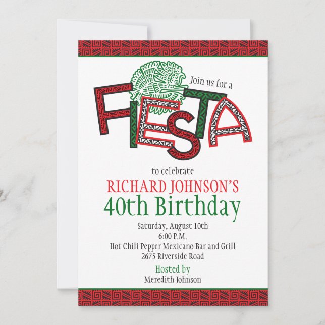 Invitation à la fête d'anniversaire de la Fiesta A (Devant)