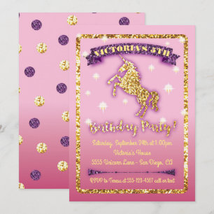 Invitation à la fête d'anniversaire de la licorne