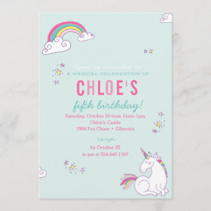 Invitation à la fête d'anniversaire de la licorne 