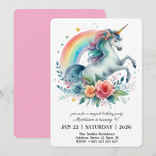 Invitation à la fête d'anniversaire de la licorne 