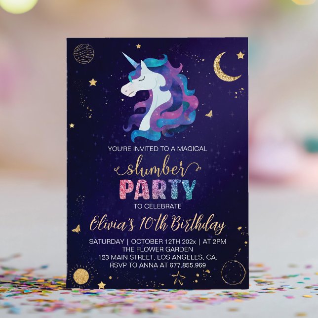 Invitation à la fête d'anniversaire de la licorne  (Créateur téléchargé)
