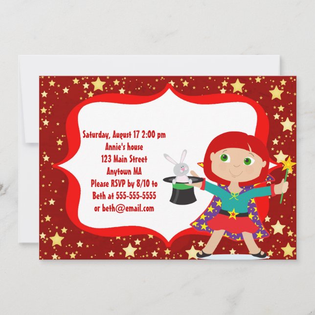 Invitation à la fête d'anniversaire de la Magicien (Devant)