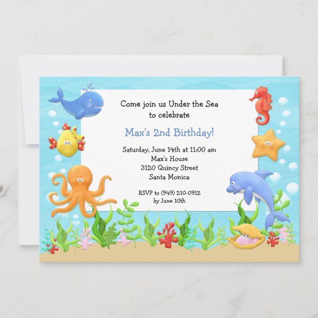Invitation à la fête d'anniversaire de la mer (Devant)