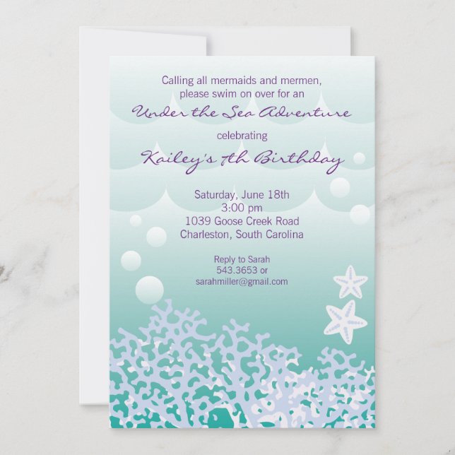 Invitation à la fête d'anniversaire de la mer (Aqu (Devant)