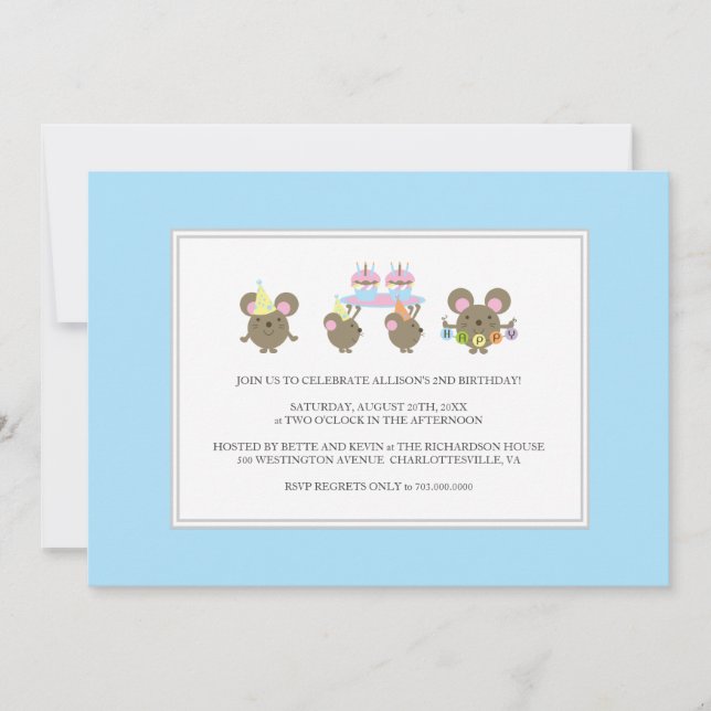 Invitation à la fête d'anniversaire de la mini-sou (Devant)