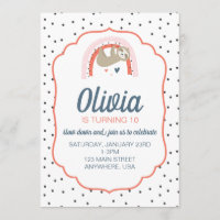 Invitation à la fête d'anniversaire de la paresseu