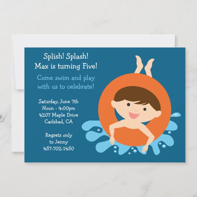 Invitation à la fête d'anniversaire de la piscine (Devant)