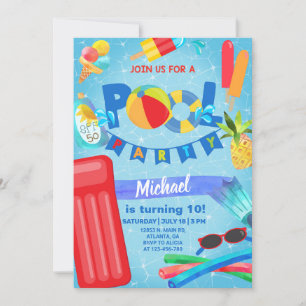 Invitation à la fête d'anniversaire de la piscine,