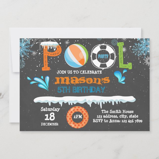 Invitation à la fête d'anniversaire de la piscine  (Devant)