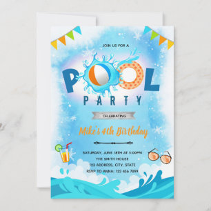 Invitation à la fête d'anniversaire de la piscine 
