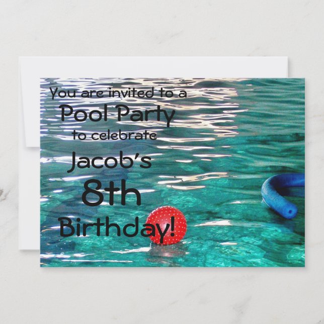 Invitation à la fête d'anniversaire de la piscine (Devant)