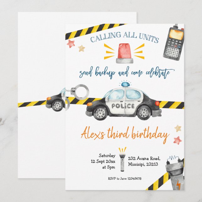 Invitation à la fête d'anniversaire de la police (Devant / Derrière)